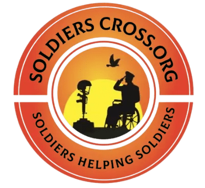Soldiers Cross logo honoring fallen soldiers with a silhouette memorial scene.